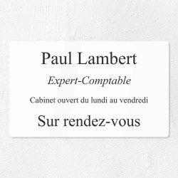 Plaque professionnelle en plexiglas gravé 25x15cm