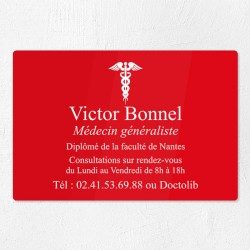 Plaque médecin personnalisée en plexiglas 30x20cm