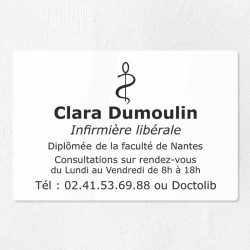 Plaque gravée pour infirmière libérale en plexiglas 30x20cm
