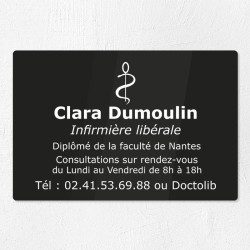Plaque gravée pour infirmière libérale en plexiglas 30x20cm