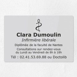 Plaque gravée pour infirmière libérale en plexiglas 30x20cm