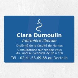 Plaque gravée pour infirmière libérale en plexiglas 30x20cm