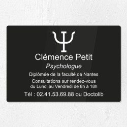 Plaque professionnelle pour psychologue en plexiglas 30x20cm