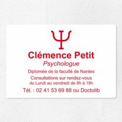 Plaque psychologue personnalisée économique en PVC économique 30x20cm