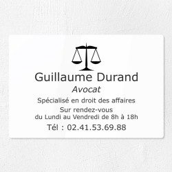 Plaque professionnelle pour avocat en plexiglas 30x20cm