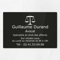 Plaque professionnelle pour avocat en plexiglas 30x20cm
