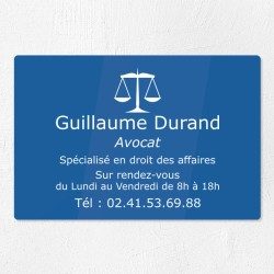 Plaque professionnelle pour avocat en plexiglas 30x20cm