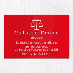 Plaque professionnelle pour avocat en plexiglas 30x20cm