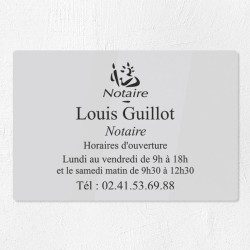 Plaque gravée pour notaire en plexiglas 30x20cm