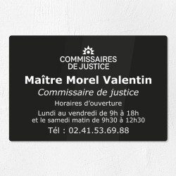Plaque gravée pour commissaire de justice en plexiglas 30x20cm