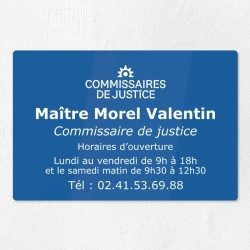 Plaque gravée pour commissaire de justice en plexiglas 30x20cm