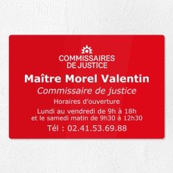 Plaque gravée pour commissaire de justice en plexiglas 30x20cm