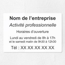 Plaque gravée pour entreprise en plexiglas 30x20cm