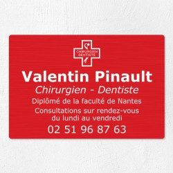 Plaque dentiste en aluminium 30x20cm