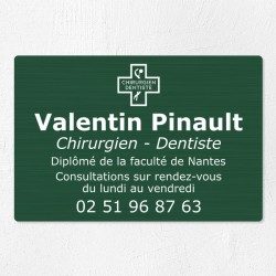 Plaque dentiste en aluminium 30x20cm