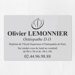 Plaque ostéopathe en plexiglas gravé 30x20cm