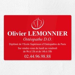Plaque ostéopathe en plexiglas gravé 30x20cm