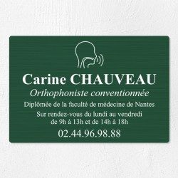 Plaque orthophoniste en aluminium 30x20cm