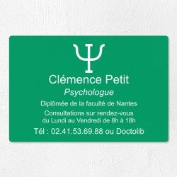 Plaque psychologue personnalisée économique en PVC économique 30x20cm
