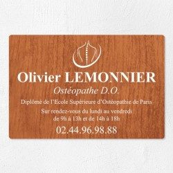 Plaque ostéopathe économique en PVC gravoply 30x20cm
