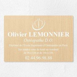 Plaque ostéopathe économique en PVC gravoply 30x20cm