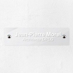 Plaque professionnelle en plexiglas transparent 20x5cm