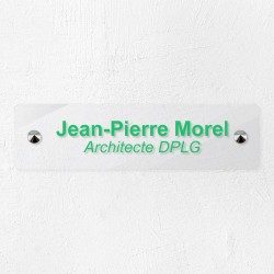 Plaque professionnelle en plexiglas transparent 20x5cm