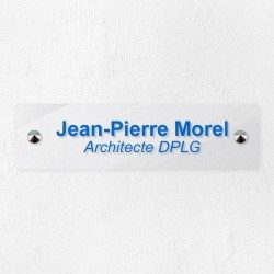 Plaque professionnelle en plexiglas transparent 20x5cm
