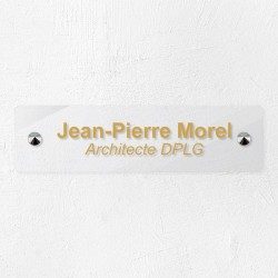 Plaque professionnelle en plexiglas transparent 20x5cm