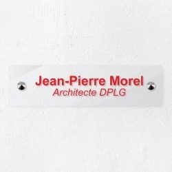 Plaque professionnelle en plexiglas transparent 20x5cm