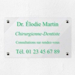 Plaque professionnelle en plexiglas transparent 25x15cm