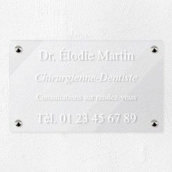 Plaque professionnelle en plexiglas transparent 25x15cm