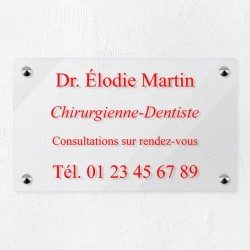 Plaque professionnelle en plexiglas transparent 25x15cm