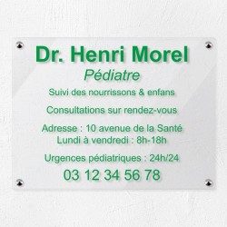Plaque professionnelle en plexiglas transparent 40x30cm