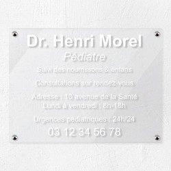Plaque professionnelle en plexiglas transparent 40x30cm