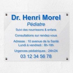 Plaque professionnelle en plexiglas transparent 40x30cm