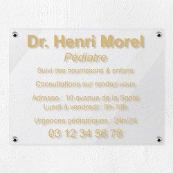 Plaque professionnelle en plexiglas transparent 40x30cm