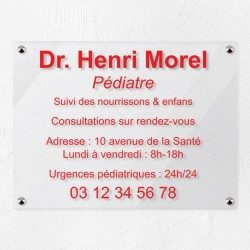 Plaque professionnelle en plexiglas transparent 40x30cm