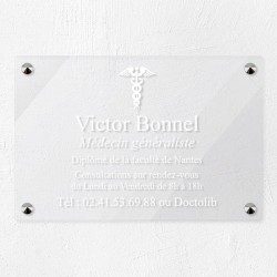 Plaque médecin personnalisée en plexiglas transparent 30x20cm