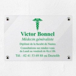 Plaque médecin personnalisée en plexiglas transparent 30x20cm