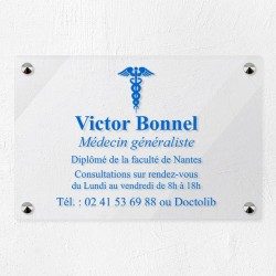 Plaque médecin personnalisée en plexiglas transparent 30x20cm