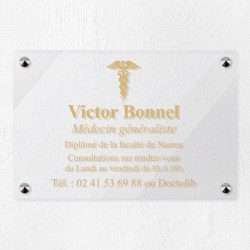 Plaque médecin personnalisée en plexiglas transparent 30x20cm