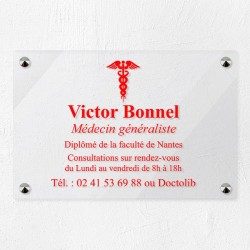 Plaque médecin personnalisée en plexiglas transparent 30x20cm