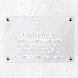 Plaque kiné personnalisée en plexiglas transparent 30x20cm
