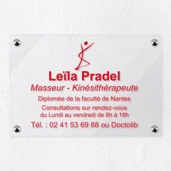 Plaque kiné personnalisée en plexiglas transparent 30x20cm
