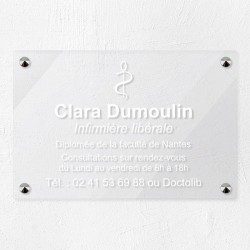 Plaque personnalisée en plexiglas transparent pour infirmière 30x20cm