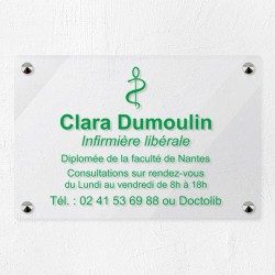 Plaque personnalisée en plexiglas transparent pour infirmière 30x20cm