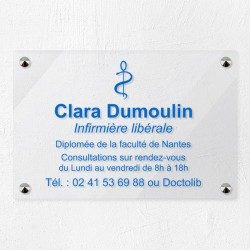 Plaque personnalisée en plexiglas transparent pour infirmière 30x20cm