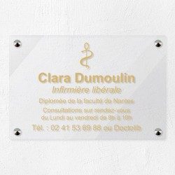 Plaque personnalisée en plexiglas transparent pour infirmière 30x20cm