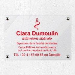 Plaque personnalisée en plexiglas transparent pour infirmière 30x20cm